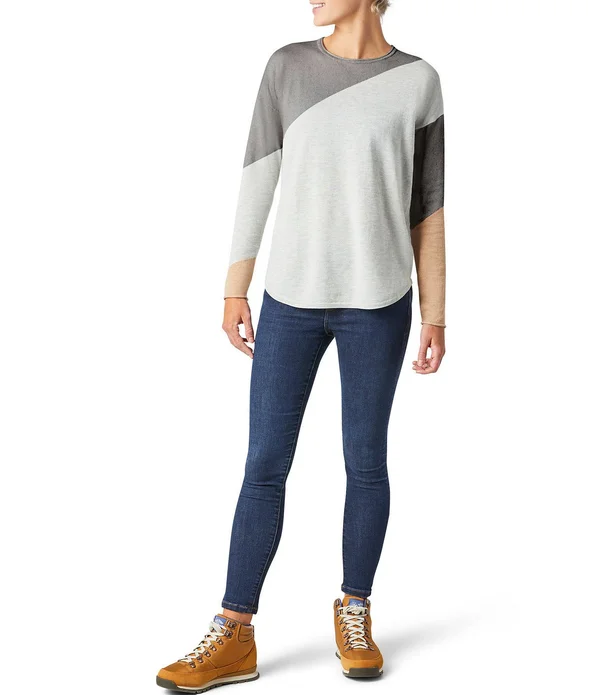 Smartwool Shadow Pine Colorblock Sweater - Women's Ginger Heather - M
