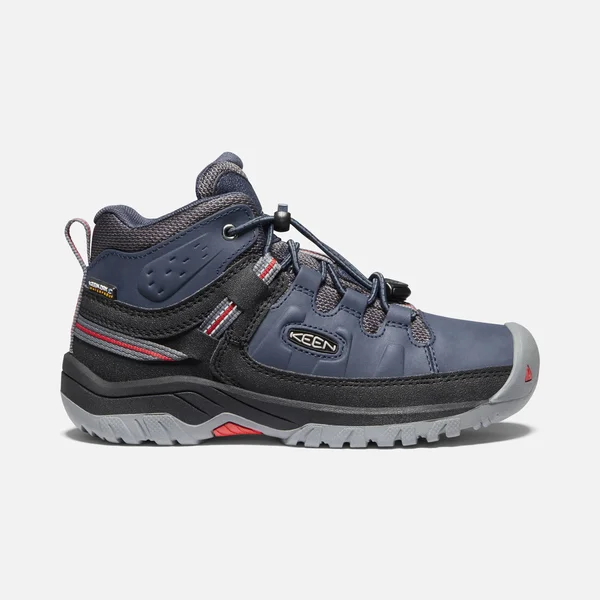 Keen Youth Targhee Mid Waterproof Shoe - 4 - Blue Nights - Red Carpet