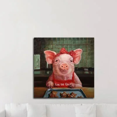 &Gingerbread Pigs& by Lucia Heffernan - Wrapped Canvas Painting Print Trinx Size: 16x22 H x 16x22 W x 1.5x22 D