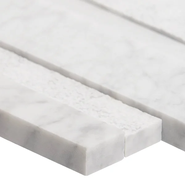 TileBar Stackstone 3D Snow White Marble Ledger Panel Wall Tile, Backsplash, Wall and Floor