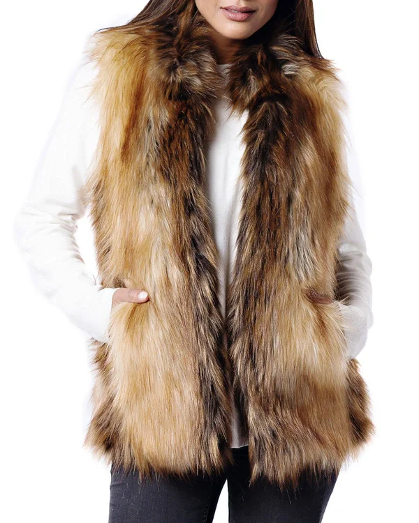Red Fox Faux Fur Hook Vest S - S Red Fox by Fabulous Furs