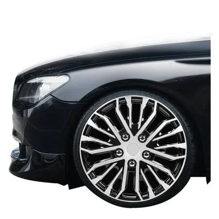 Pilot Automotive WH141-16S-B 16 inch Apex Black and Silver Universal Hubcap Wheel Covers for Cars - Set of 4, Fits Toyota Volks