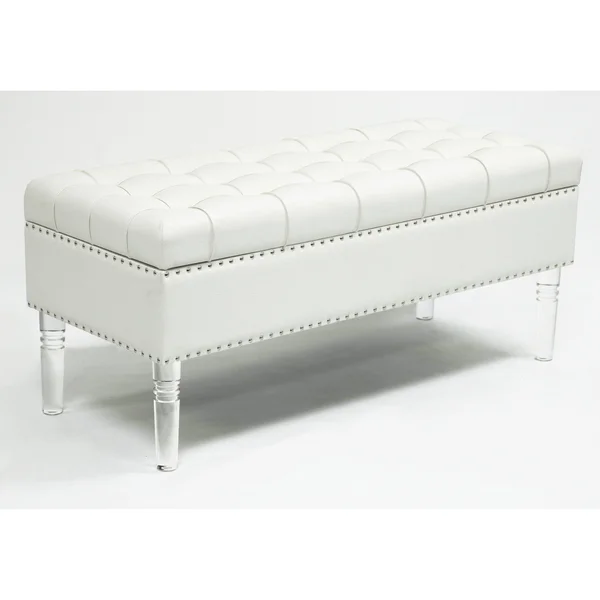 Best Quality Furniture Storage Ottoman Acrylic Legs and Nailhead Trim - Dark Grey - Large