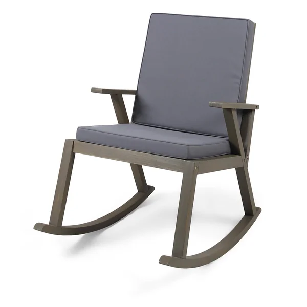 Christopher Knight Home Champlain Outdoor Acacia Wood Rocking Chair with Water-Resistant Cushions by, Size: Twin, Gray