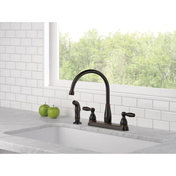 Delta Foundations 2-Handle Standard Kitchen Faucet with Side Sprayer in Oil-Rubbed Bronze