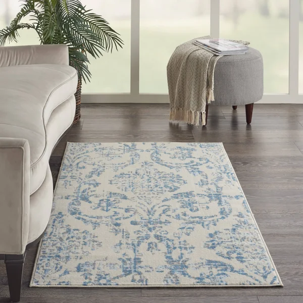 Nourison Jubilant JUB09 Area Rug - Ivory Blue, 7& x 10&