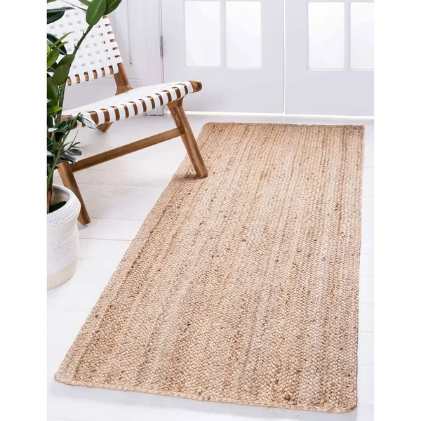 Unique Loom Braided Jute Hand-Woven Area Rug 3& 3 x 5& Oval Navy Blue