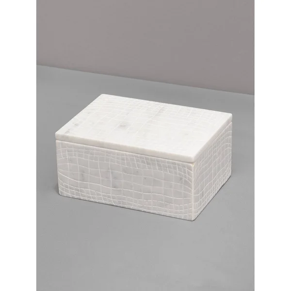 Aurora Home White Marble Box with Lid - Set(Smallu0026Medium)