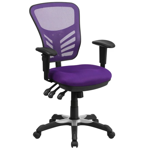 Flash Furniture Black/White Mid Back Mesh Multifunction Executive Swivel Ergonomic Office Chair with Adjustable Arms