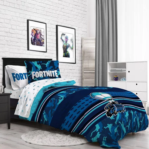 Fortnite Battle Bus Full Bed Set, Blue