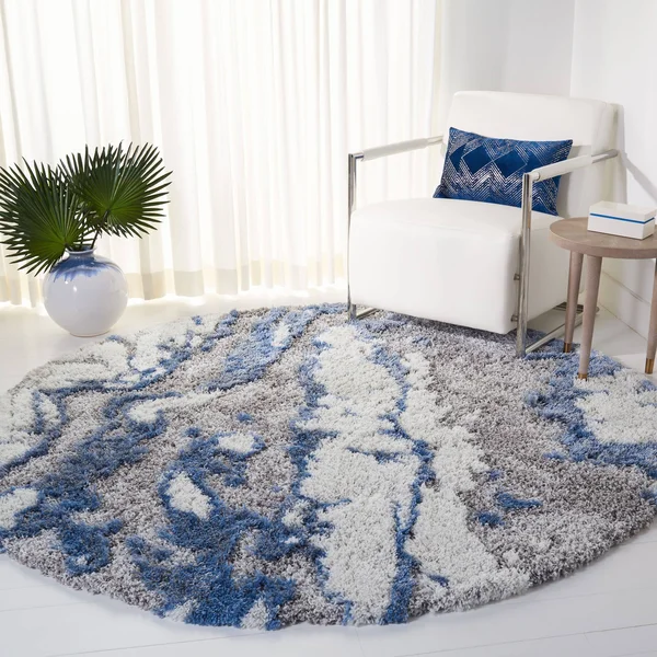 Safavieh Horizon Shag Mukades Flokati Rug - 5&3x22 x 7&7x22 - Grey/Blue