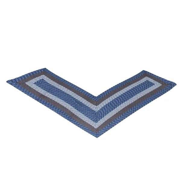 Better Trends Country Braid Reversible Area Rug - Chambray Stripe 24x22 x 68x22 x 68x22 L-Shape