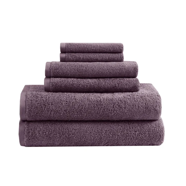 Loft 100-percent Cotton Solid 6 Piece Antimicrobial Towel Set by Clean Spaces - Purple