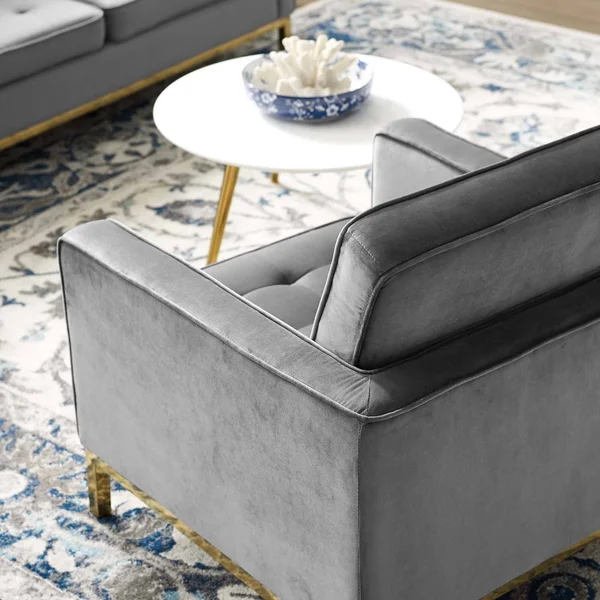 Modway Loft Gold Stainless Steel Performance Velvet Armchair Gold Navy