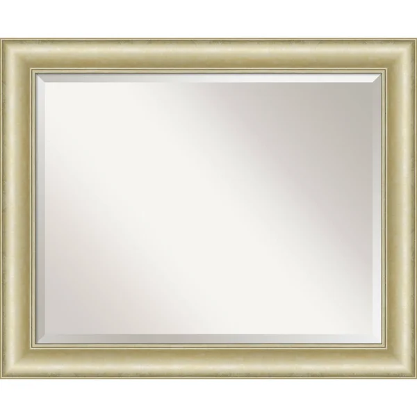 Amanti Art Textured Light 33x22 x 27x22 Framed Bathroom Vanity Mirror in Gold