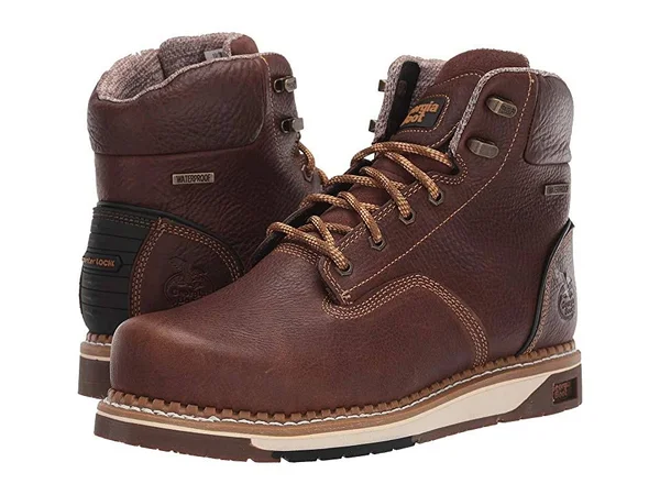 Men's Georgia Boot GB00351 Wedge Steel Toe Waterproof Work Boot - Size: 7, Brown