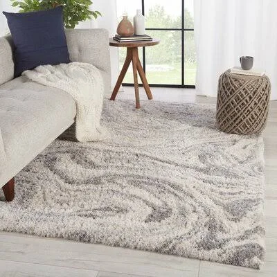 Kennedi Abstract Shag Gray/Ivory Area Rug Gold Flamingo Rug Size: Rectangle 2& x 3&