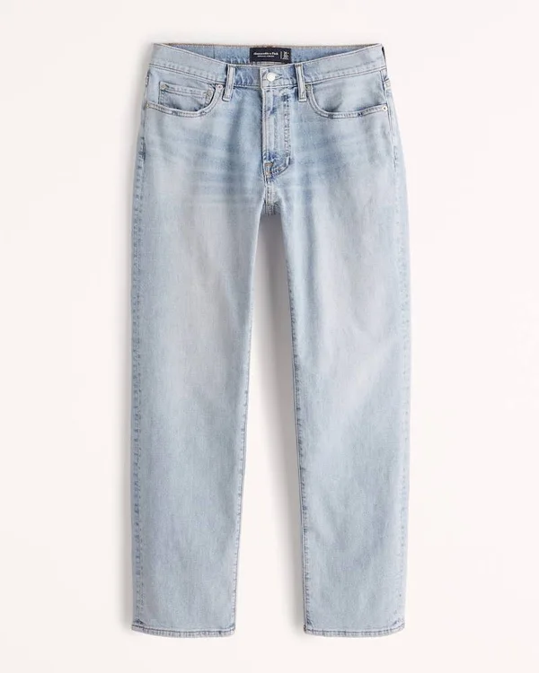 Men's Straight Jeans in Light Wash, Size 28 x 30, Abercrombie & Fitch