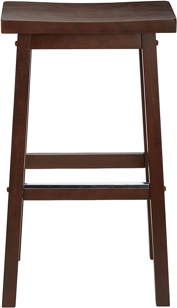 Basics Classic Solid Wood Saddle-Seat Kitchen Counter Stool with Foot Plate 29 inch - Walnut, Set of 2, 31.6 x 15.0 x 11.3 inches