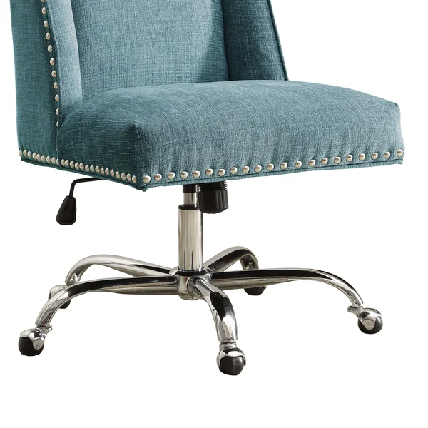 Benjara BM143953 Height Adjustable Swivel Office Chair with Metal Base - Blue and Silver
