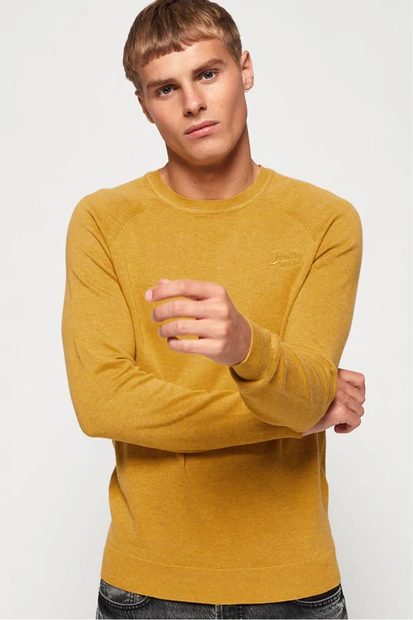 Superdry Orange Label Cotton Crew Jumper - Yellow - Crew Neck