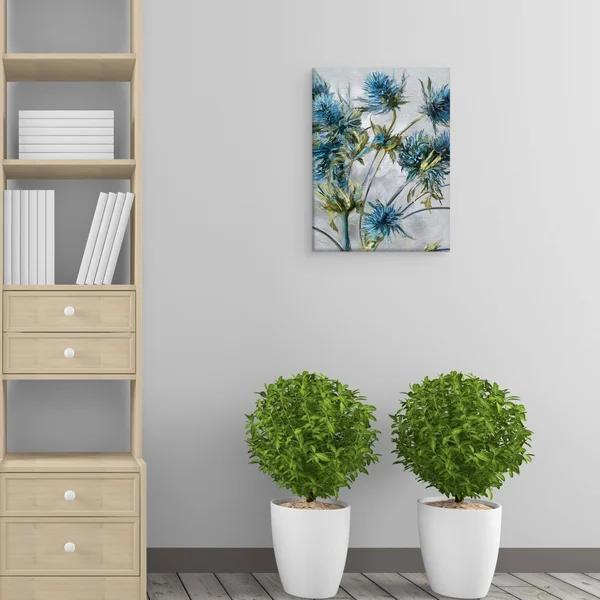Indigo Blooms by Studio Arts Canvas Art Print - Size: 24 x 36