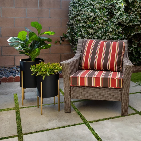 Sagebrook Home Set of 2 Planter on Metal Stand - BLACK/GLD