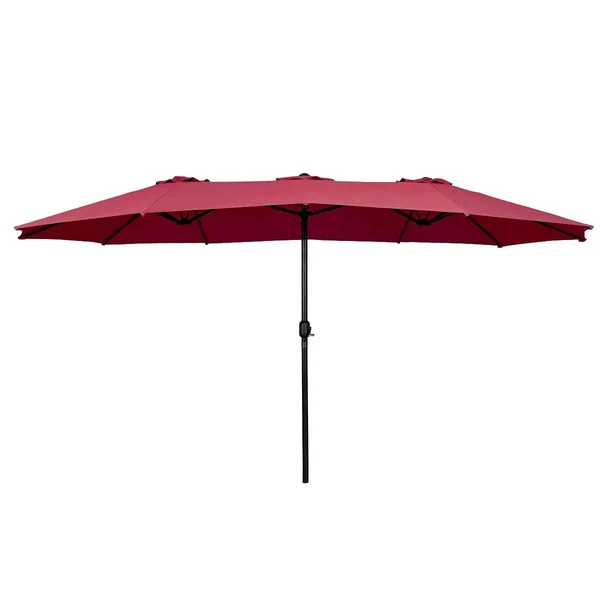 15& Double-Sided Outdoor Offset Patio Umbrella - Base Not Included - Burgundy