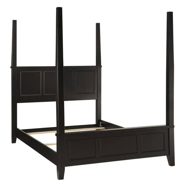 Home Styles Bedford Black Queen Poster Bed and Night Stand