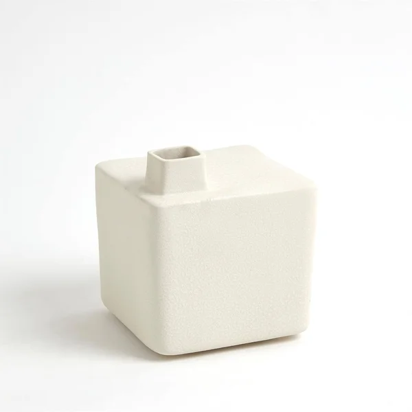 Studio A Square Chimney Vase - White - Med, Topography Home