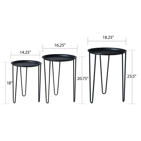 HEMSLY Mid Century Round Nesting Tables - White