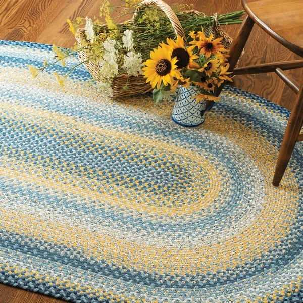 Homespice Decor Sunflowers Cotton Braided Rug 5& x 8& Rectangle
