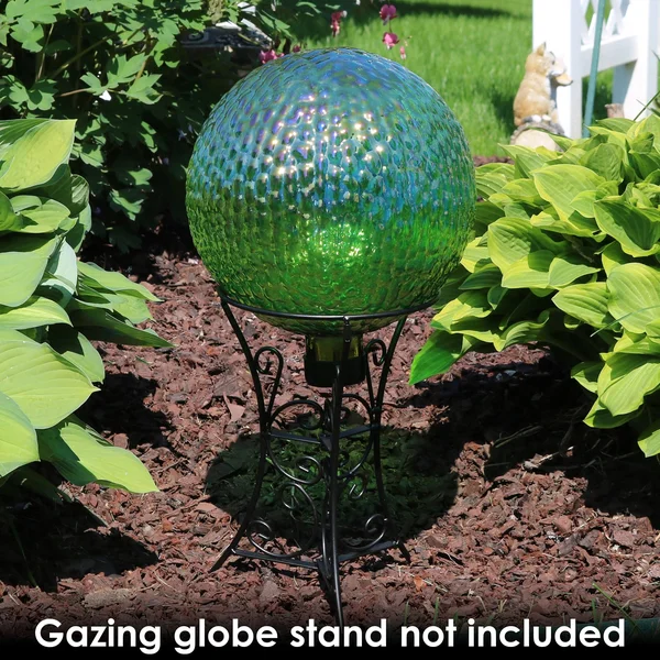 Sunnydaze Green Textured Surface Gazing Globe Ball, 10-Inch, Set of 2