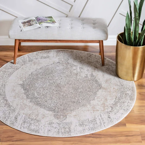 Modern Designed Woodburn Portland Rug 7 ft Round - Ivory