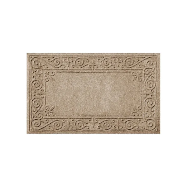 WaterGuard Iron Fleur Indoor Outdoor Mat - Beig/Green, 2x3 ft