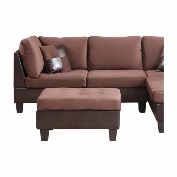 Nathaniel Home Bonded Chocolate Leather and Champion Ottoman, Brown