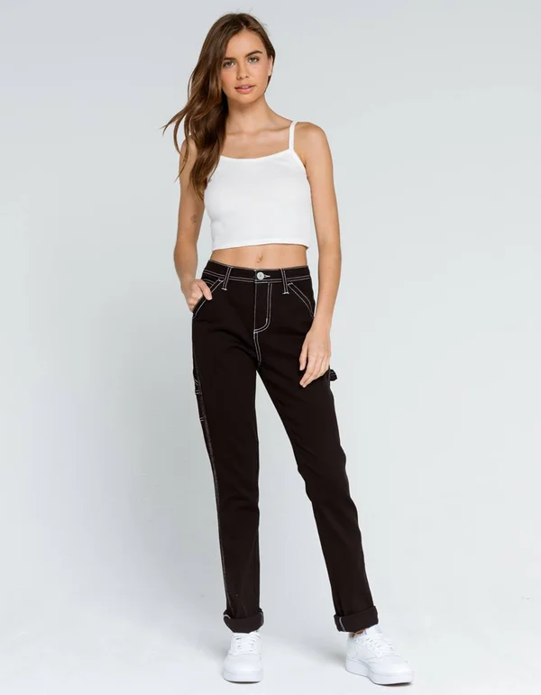 Dickies Girl Juniors Relaxed Slim Fit Carpenter Pants Black 5