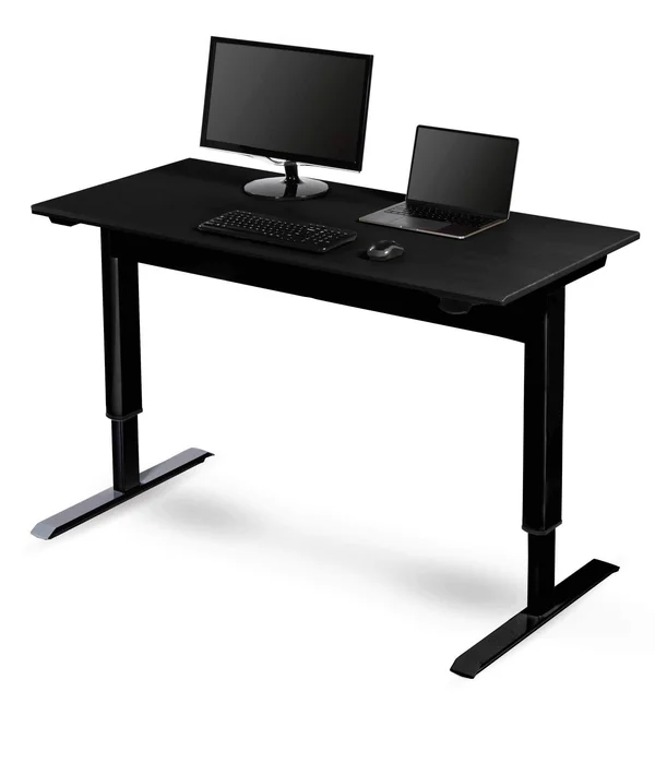 Stand Up Desk Store Pneumatic Adjustable Height Standing Desk Computer Workstation (Black Frame/Matte Black Top, 56x22 wide)