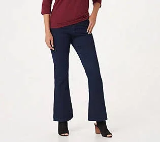 Denim & Co. Easy Stretch Denim Regular Pull-On Bootcut Jeans, Size Reg 10, Dark Wash