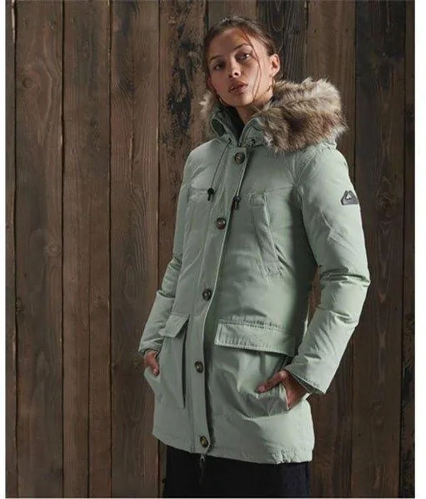 Superdry Women's Rookie Down Parka Coat - Silver
