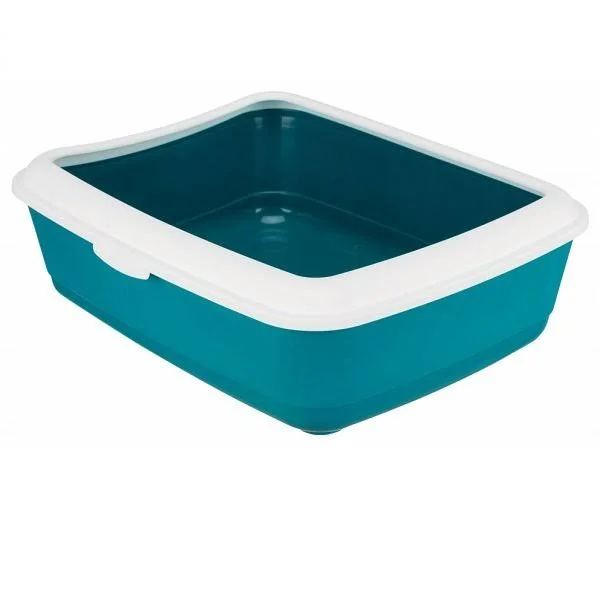 Trixie Classic Litter Tray with Rim for Cats (Petroleum, White)
