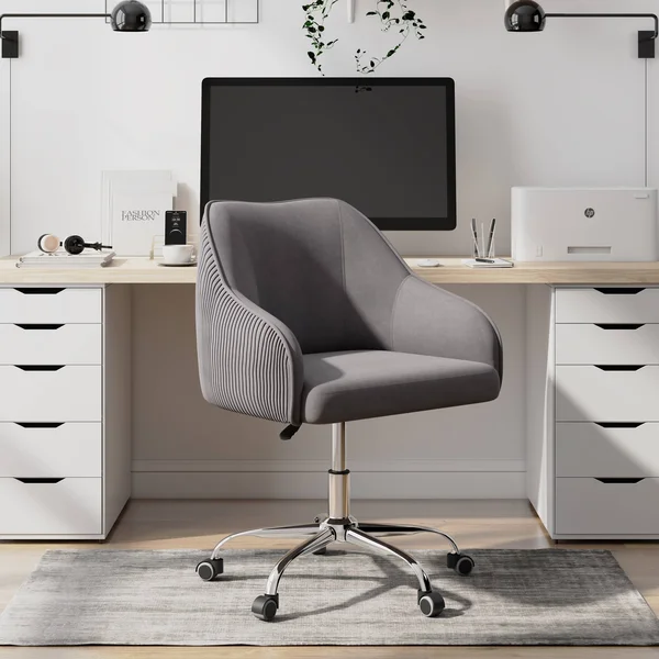 Kinzie Task Chair Gold Flamingo Upholstery Color: Navy Blue