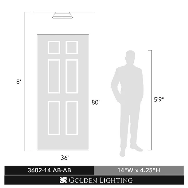 Golden Lighting 3602-14 AB-CH Duncan Flush Mount Aged Brass