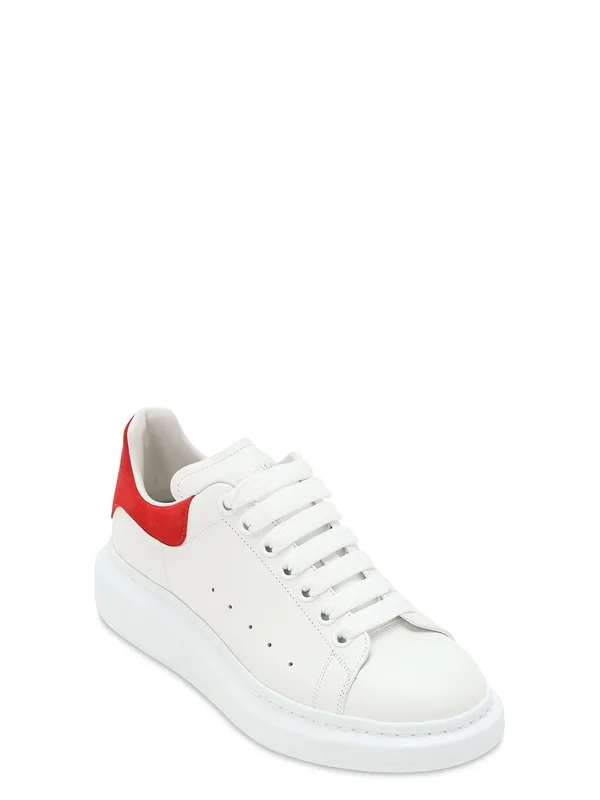 Alexander McQueen - Men 45mm Leather Platform Sneakers White/Red 41