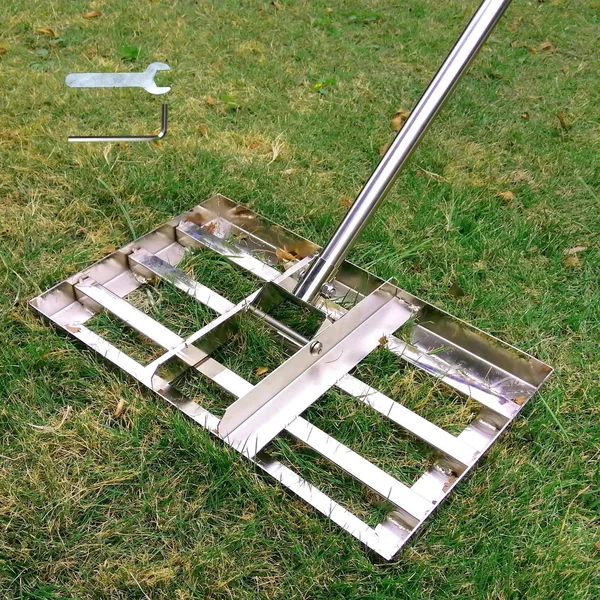 SurmountWay Lawn Leveling Rake - 6.5 ft Lawn Leveling Rake with Stainless Steel Pole, Heavy Duty Stainless Steel Lawn Leveler, Su