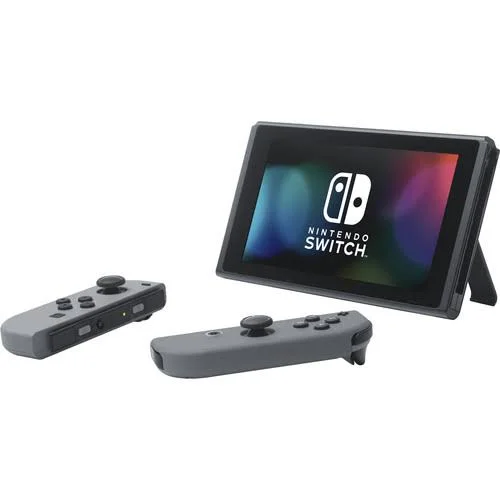 Nintendo Switch (Gray) Bundle with New Super Mario Bros U Deluxe + 6ave Cloth