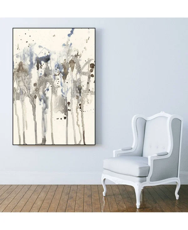 Giant Art 14x22 x 11x22 Neutral Splash I Art Block Framed Canvas - Tan