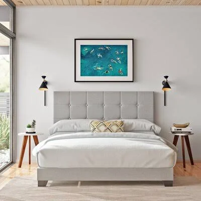 Nia Upholstered Panel Bed Size: King, Color: Gray