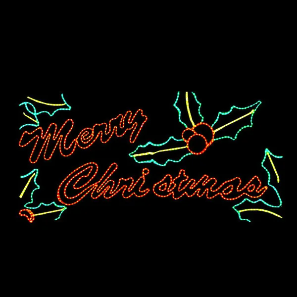8 Foot Red and Green LED Rope Light Merry Christmas Holly Motif