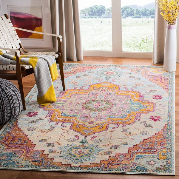 Safavieh Crystal Light Blue/Fuchsia 4 ft. x 4 ft. Square Area Rug